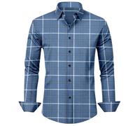 Keshav Enterprise Private Ltd Men's Causal Long Sleeve Regular Fit Checks Shirt (UK, Alpha, M, L, Regular, Regular, Blue and White)