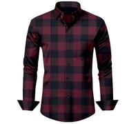 Keshav Enterprise Private Ltd Men's Causal Long Sleeve Regular Fit Checks Shirt (UK, Alpha, M, L, Regular, Regular, Black and Red)