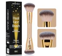 Keshima Dual-Ended Blush, Bronzer & Contour Makeup Brush - Dense Liquid End & Fluffy Powder End, Multi-Purpose Blending and Buffing for an Airbrush Finish, Works with Liquid, Cream & Powder, Gold