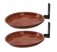 keshow Tree Mounted Bird Trays Terrace Bird Feeder Plastic Tree Mounted Bird Bath Bowl (2 Pot and 2 Bracket)