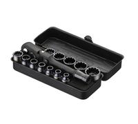 KESI 13PC 1/4" Dr Quick Release Ratchet Socket Set, Flex Locking Head, Low Profile Spline, 72 Tooth Ratchet, Compact Paint Metal Case
