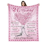 Kesidilo 21st Birthday Gifts for Her, Gifts for 21 Year Old Female, 21 Year Old Birthday Gifts Ideas, Happy 21st Birthday Gift for Women Daughter Sister, 21st Birthday Decorations Blanket 50"X60"