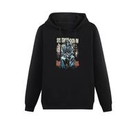 KESIHANXIANGUO System A Down Toxicity Sketched Unisex Hooded Printed Pullover Hoodies Mens Black Sweatshirts S