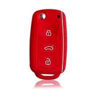 Kesiku Vw Polo Key Fob Cover - Golf 4 5 6 Caddy Tiguan Touran Transporter Scirocco Sharan - Silicone, 3 Buttons Red