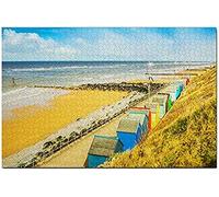 KESIMO England Sheringham Breakwaters Jigsaw Puzzle For Adults 1000 Piece Wooden Travel Gift Souvenir 38 * 26cm