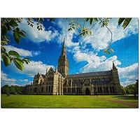 KESIMO UK England Salisbury Cathedral Jigsaw Puzzle For Adults 1000 Piece Papery Travel Gift Souvenir 70 * 50cm