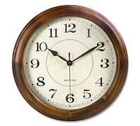Kesin Wall Clock Wood 14 Inch Silent Wall Clock Large Decorative Battery Operated Non Ticking Analog Retro Clock for Living Room, Kitchen, Bedroom