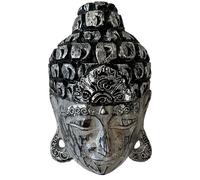 Keskin Buddha,Buddha Mask,Wooden Buddha Wall Mask,Wooden Wall Mask,Wooden decor,Handcrafted (Silver - 20 cm)