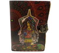 Keskin Handmade Leather Grimoire Journal - Spell Book of Shadows for Witchcraft, Wicca, Witch Diary & Notebook - Vintage Blank Journal for Spells and Ritual Notes, 18 x 12 cm (Meditation)