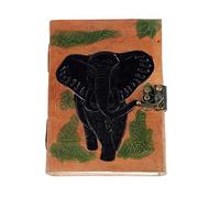 Keskin Handmade Leather Grimoire Journal - Spell Book of Shadows for Witchcraft, Wicca, Witch Diary & Notebook - Vintage Blank Journal for Spells and Ritual Notes, 18 x 12 cm (Dark Elephant)