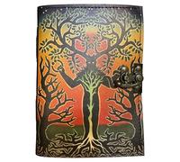 Keskin Handmade Leather Grimoire Journal - Spell Book of Shadows for Witchcraft, Wicca, Witch Diary & Notebook - Vintage Blank Journal for Spells and Ritual Notes, 17 x 12 cm (Ghost)