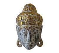 Keskin Wooden Buddha Wall Mask, 25 cm, Whitish