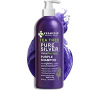 KESMEDIK Purple Shampoo with Tea Tree, Professional Anti-Yellow Matizer, Neutralises Yellow Shades in Grey, Silver, Ash and Coloured Wicks, Relieves Dry Scalp