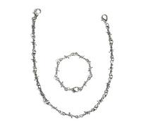 KESOCORAY Punk Gothic Thorns Metal Barbed Wire Chain Necklace Bracelet Silver Jewelry for Men Women