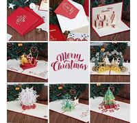 Kesote 6 Pieces Christmas 3D Pop Up Greeting Cards with Envelope, 3D Patterns with Christmas Tree Santa Clause Snowflake, 6 Cards+ 6 Envelopes