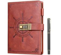 Kesote A5 Lockable Diary, Faux Leather Journal With Lock for Personal Daily Arrangement Journaling Work Record Back to School Supplies-212 Pages (Brown)