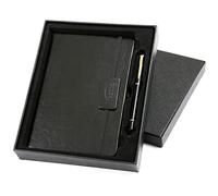 Kesote A5 Notebook and Pen Set Journal for Man Diary Journal Gift Set Classic Ruled Hardcover Leather Notebook Expandable Paper Pocket - Black, 5.5 x 8.5’’