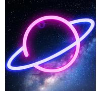 Kesote Planet Neon Light, Decorative Night Lights Powered by Battery & USB, Home decoration, Hanging Art Neon Sign for Kids Bedroom,Game Room,Party