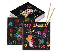 Kesote Rainbow Scratch Art for Kids, 100 Pcs Magic Scratch Paper Set with 2 Bamboo Stylus, Art and Craft for Kids, Birthday Gift & Class Gift