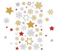 Kesote Shiny Star Stickers, 5 Sheets Christmas Stickers for Crafts Self Adhesive Star and Snowflake Sticker for Christmas Decoration & Teacher Reward