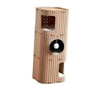 KESOTO 3-story Cat Cave, Hideaway House with Dangling Ball And Covered Tunnel for Multiple Cats, Ideal for Indoor And Outdoor Rest, Camel