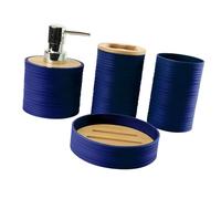 KESOTO 4Pcs Bathroom Accessories Set Bath Accessory Complete Set Toothbrush Holder Soap Dish for Bathroom, dark blue