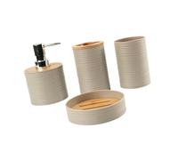 KESOTO 4x Bathroom Accessories Soap Dish Mouthwash Cup Bath Accessory Complete Set for Vanity, Beige