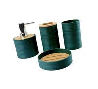 KESOTO 4x Bathroom Accessories Soap Dish Mouthwash Cup Bath Accessory Complete Set for Vanity, dark green