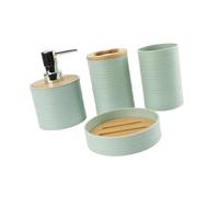 KESOTO 4x Bathroom Accessories Soap Dish Mouthwash Cup Bath Accessory Complete Set for Vanity, green
