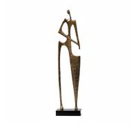 KESOTO Abstract Art Figurine Minimalist Human Statue Modern Decorative Sculpture Elongated Silhouette with Unique Texture and Marble Stand suitable for mantel bookshelf living room, Gold