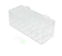 KESOTO Acrylic Label Organizer With Split Sections Label Holder Storage Case Dispenser With Hinged Lid Clear Acrylic Panel Setup Suitable for office packing stations home workspace