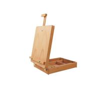 KESOTO Art Material Container Portable Sketch Box Easel Organizer with Beech Wood Body Leather Handle and Divided Interior Suitable for Travel Plein air, Color to 1