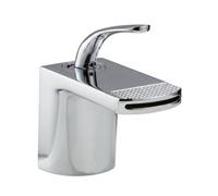 KESOTO Basin Faucet Modern Waterfall Spout Sink Tap Mixer with Single Handle Copper Build Ceramic Core Polished Smooth Surface Suitable for Vanity countertop Under Counter Guest Bath, Silver