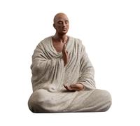 KESOTO Buddha Statue, Collectible Ceramic Monk Figurine, Elegant and Stylish Ornament, Young Monk Figurine for Patio, Dining Room, Business, Gray 8.5x6x10cm