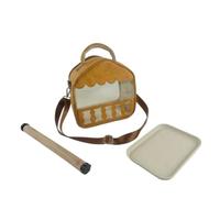 KESOTO Carrier Portable Cage Crate Bag With Perch And Removable Tray Paper Wood Lightweight Structured Shell For Suitable for travel visits outdoor walks, Retro Small House Parrot Bag + Perch + Tray