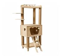 KESOTO Cat Climbing Structure With Secure Perches Raised Lounging Shelves Compact Vertical Design Plywood Sisal Rope Frame Suitable for pets living areas rental homes