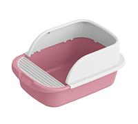 KESOTO Cat Easy to Clean, No Odor High Sided Kitten Litter Pan Cat Toilet Pets Supplies Open Top Pet Litter Tray for Small Pets, Pink