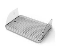 KESOTO Cat Litter Enclosure Tray Box Pan Semi Enclosed With Side Guards To Litter From Paws Easy Access suitable for kittens narrow rooms, Light Gray