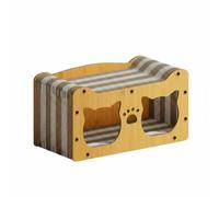 KESOTO Cat Scratching House Double Opening With Corrugated Paper Scratcher And Stable Box Structure Suitable for indoor cats multi cat homes quiet rooms, Two-tone Spliced, 56x30x29cm