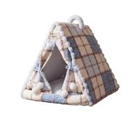 KESOTO Cat Tent House Pet Bed Cabin Cat House Cat Shelter With Soft Exterior And Smooth Lining Removable Cushion And Padded Base Carry Handle For suitable, S, Milk Blue Plaid