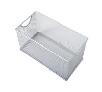 KESOTO CD Storage Box Mesh Open Storage Bin, Countertop Basket, Metal Mesh Basket for Garage, Silver
