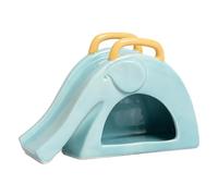 KESOTO Ceramic Hamster House with Slider, Ideal for Rats, Gerbils And Small Pets That Exercise By Crawling, Blue