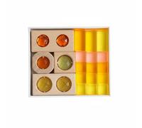 KESOTO Children Building Blocks Acrylic Rainbow Block Set Wood Base Color Sorting Stacking Toy With Transparent Pieces for Sunlit Color Play preschool, Transparent Yellow And Orange