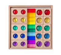 KESOTO Children Sensory Blocks Educational Toy Shape Sorter Visual Focus Colorful Pattern Acrylic Wood Construction Coordination Training Suitable for