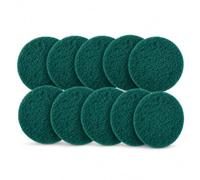 KESOTO Cleaning Scouring Pad Set with Drill Attachment Scrubber Pads Polishing Pads Sponge Discs Strong Scrubbing Action with Sponges Suitable for Tile , 10 Green scouring Pads, Hardest and coarsest