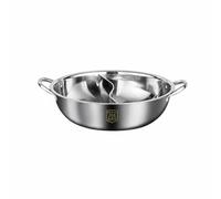 KESOTO Compartment Cookware Stainless Steel Hot Cooking Pot Divided Soup Pot Ergonomic Handle Smooth Surface Suitable for Group Dining Home use Kitchen, Mandarin Duck Pot, 34cm, with Spoon and Ladle