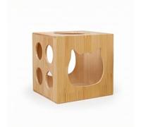 KESOTO Composite Material Bed Cube Cat House Hideaway Shelter Condo Cabin With Circular Top And Front Entry Wooden Box With Smooth Flat Faces Suitable for, 34 34 34cm, Cat Head Design