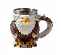 KESOTO Decorative Ceramic Mug Animal Cup Resin Metal Lined Decorative Drinkware Creative Sculpted Animal Shape for Desk Shelf Suitable for Gift Giving Home Decoration, Eagle Mug