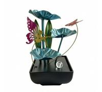 KESOTO Desktop Tabletop Water Feature Indoor Waterfall Humidifier Ornament Metal Basin Sculpture With Iron Floral Bowls And Calm Indoor Atmosphere Suitable, Fairy Iron Art Style C