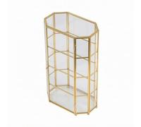KESOTO Display Case Glass Decor Cabinet Tall Octagonal Storage Multiple Shelves Metal Frame Transparent Base Suitable for Entryway Vanity Bedroom Living Area